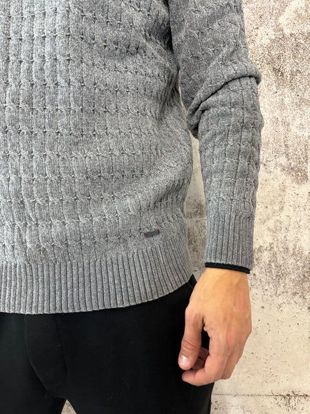 Maglione ciniglia trecce grigio