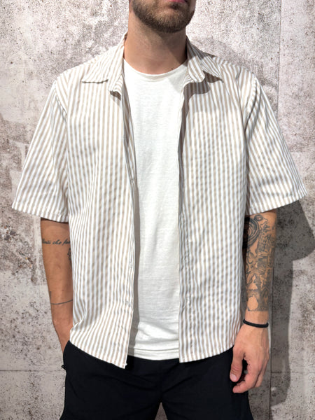 Camicia m/m boxy righe beige