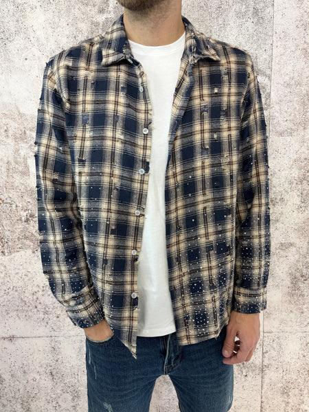 Camicia scozzese con rotture e brillantini