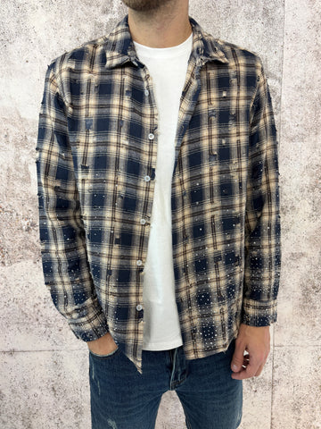 Camicia scozzese con rotture e brillantini