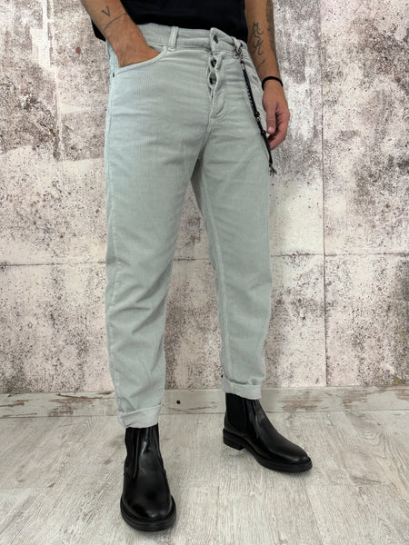 Pantalone velluto costine grigio