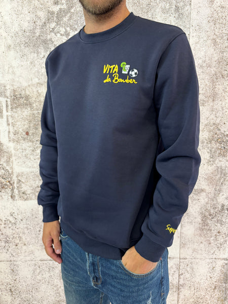Felpa blu vita da bomber