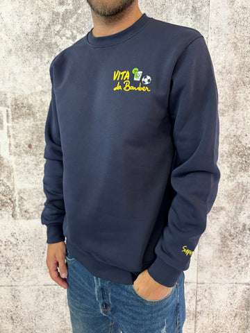 Felpa blu vita da bomber