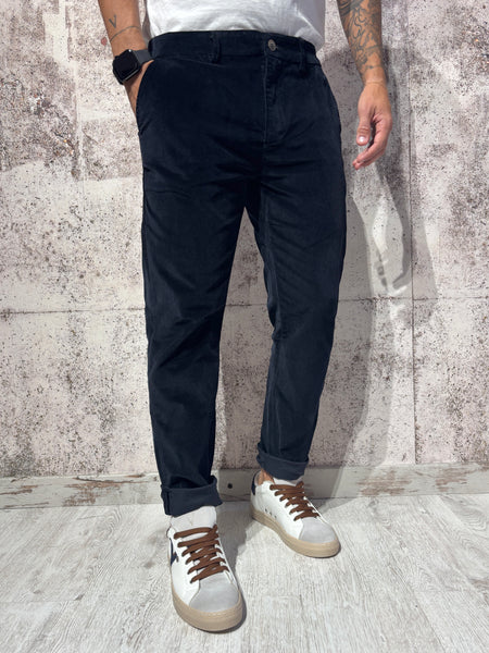 Pantalone chino velluto blu Tahoma