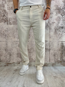 Pantalone chino misto lino sabbia