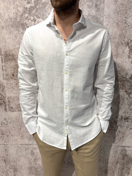 Camicia Lino/Cotone bianca