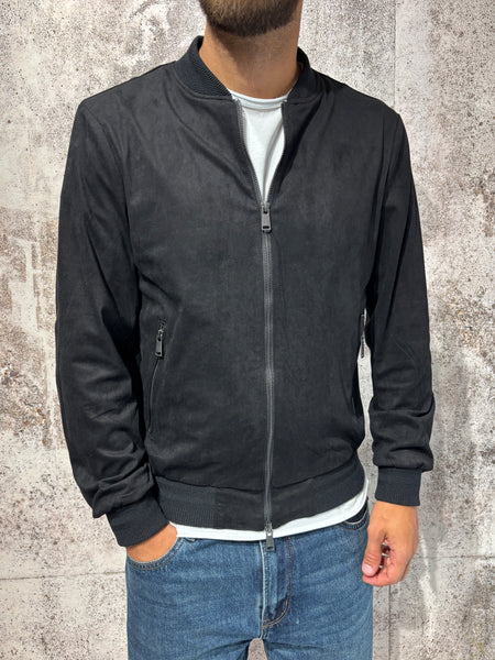 Giubbino bomber scamosciato nero GL971