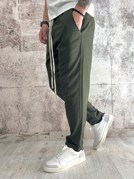 Pantalaccio misto lino verdone