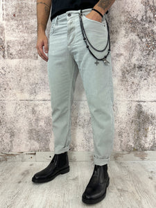 Pantalone velluto costine grigio