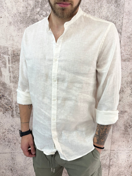 Camicia coreana lino bianca