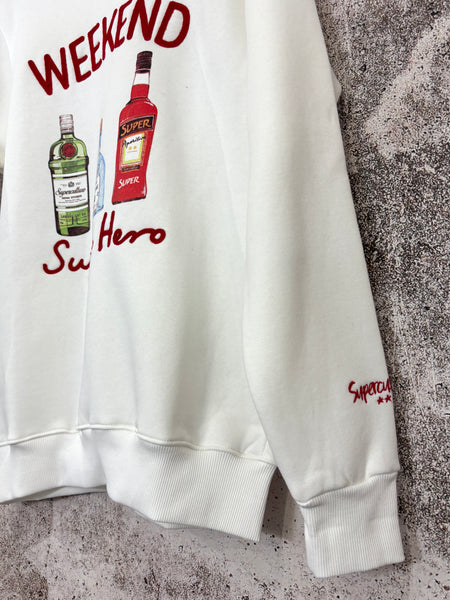 Felpa bianca Weekend Superhero
