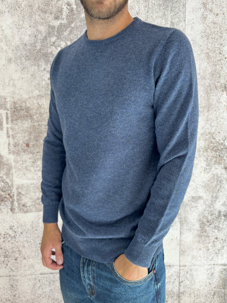 Maglione blu misto cashmere