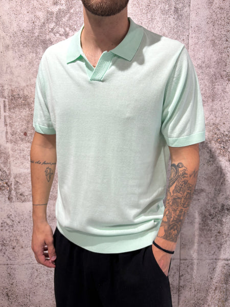 Polo in maglia giada collo derby