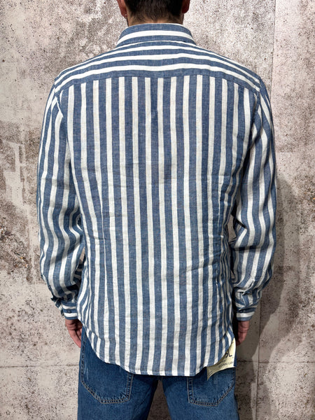 Blue striped linen blend shirt