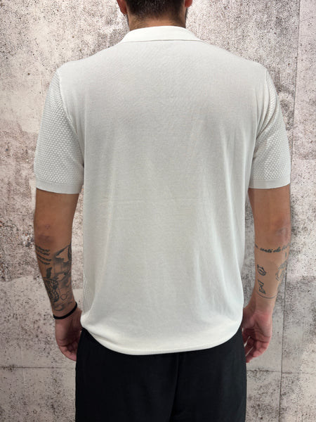Polo in maglia lavorata zip bianca