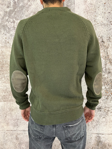 Maglione militare  con toppe in velluto