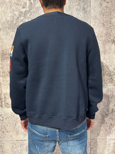 Cardigan in felpa blu con patch