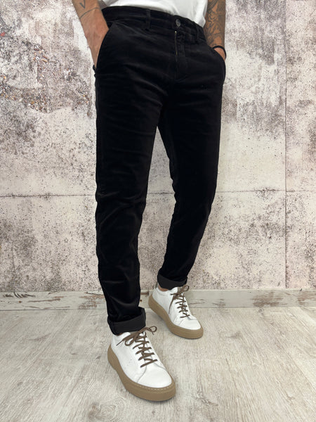Pantalone chino velluto nero