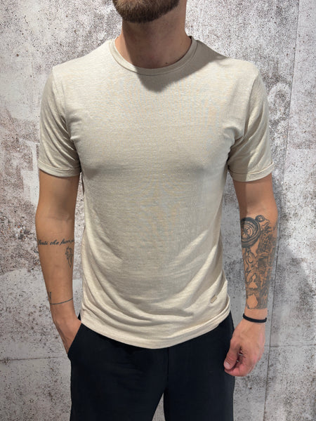 T-Shirt misto lino sabbia