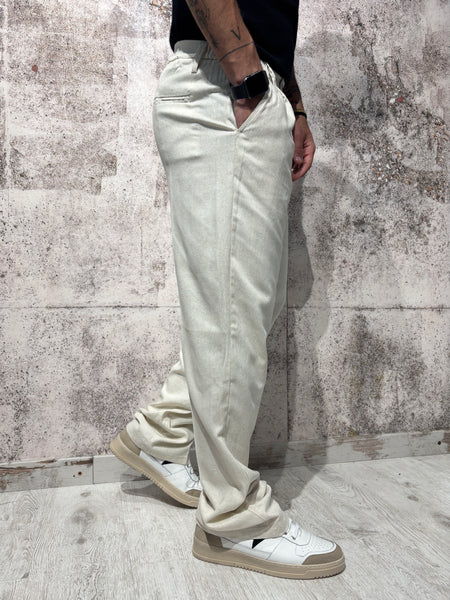 Pantalone palazzo sabbia misto lino