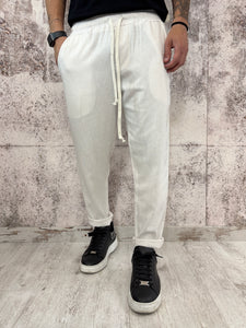 Pantalaccio misto lino crema