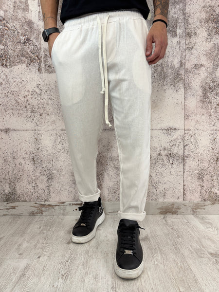 Pantalaccio misto lino crema