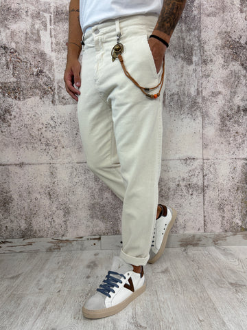 Pantalone panna velluto costine