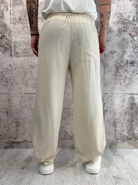 Pantalaccio palazzo sabbia misto lino