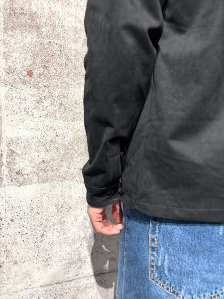 Black suede trucker jacket