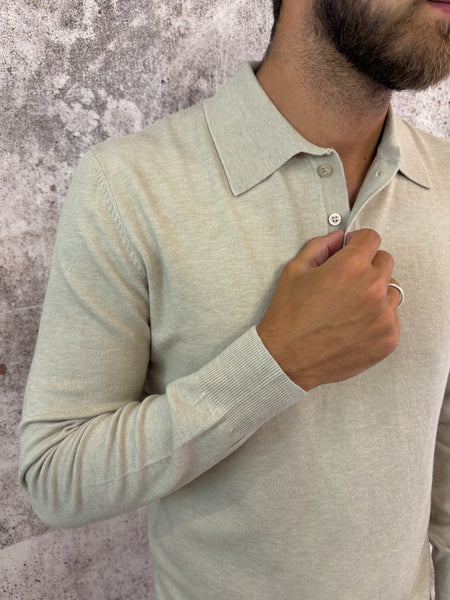 Polo beige manica lunga