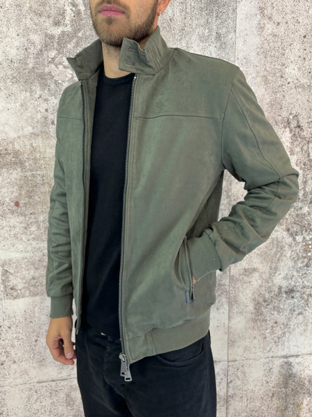 Giubbino mod. college scamosciato verde