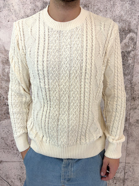 Maglione ciniglia trecce panna