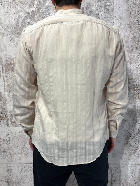 Beige tonal striped Korean shirt