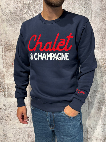 Felpa girocollo blu Chalet&Champagne