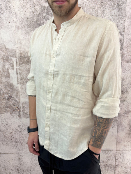 Camicia coreana lino beige