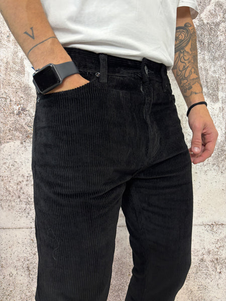 Pantalone velluto nero mod. Cooper