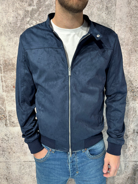 Biker ecopelle scamosciato blu