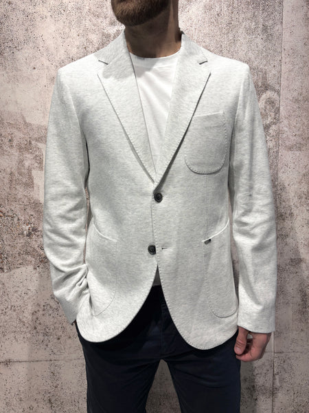 Giacca monopetto jacquard grigia