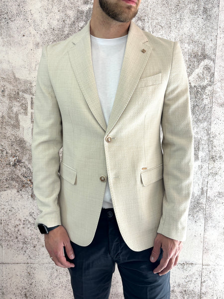 Giacca monopetto beige tramata