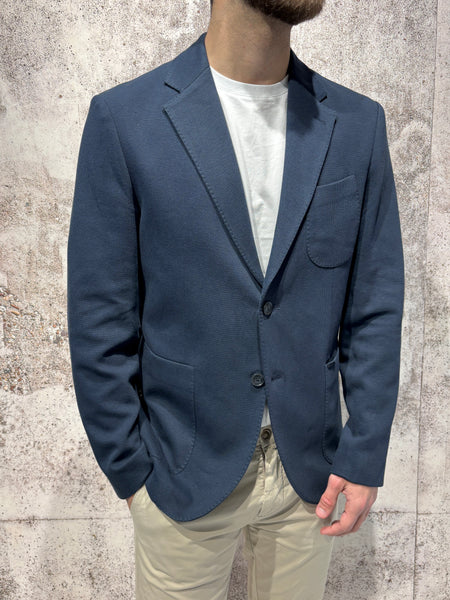 Giacca monopetto jacquard blu navy