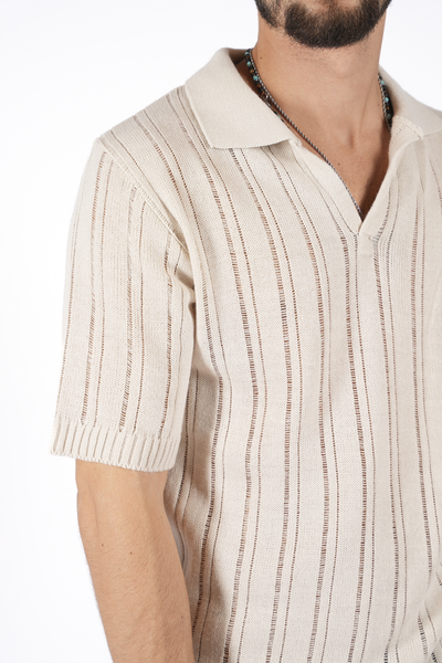 Polo in maglia beige