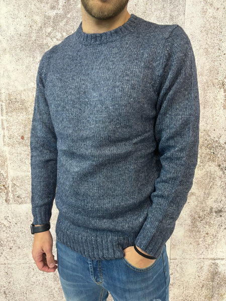 Maglione girocollo blu melange