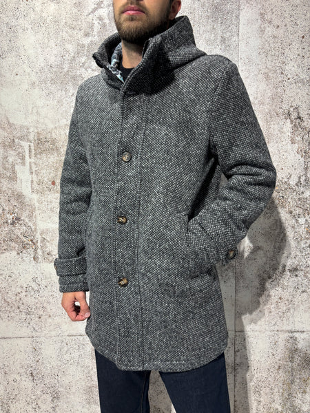 Cappotto mod. parka lana grigio