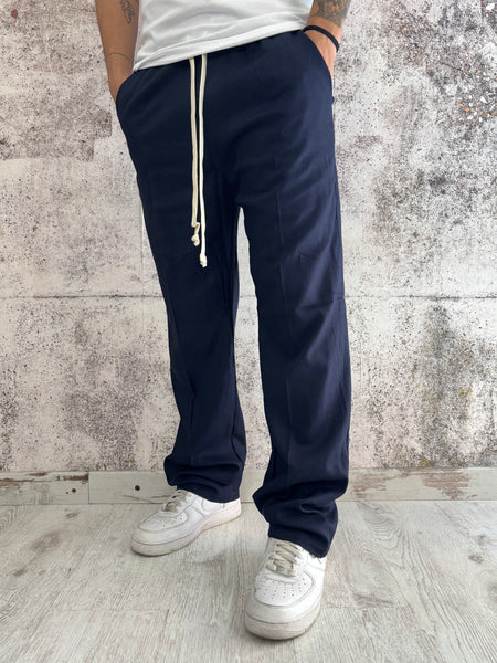 Pantalaccio palazzo misto lino blu