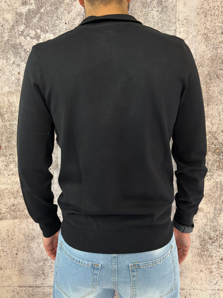 Maglione viscosa mezza zip nero