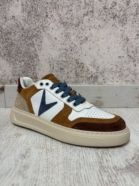 Sneakers superstar bianca/moro/cuoio/azzurra