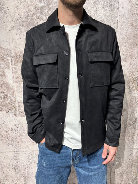 Black suede trucker jacket