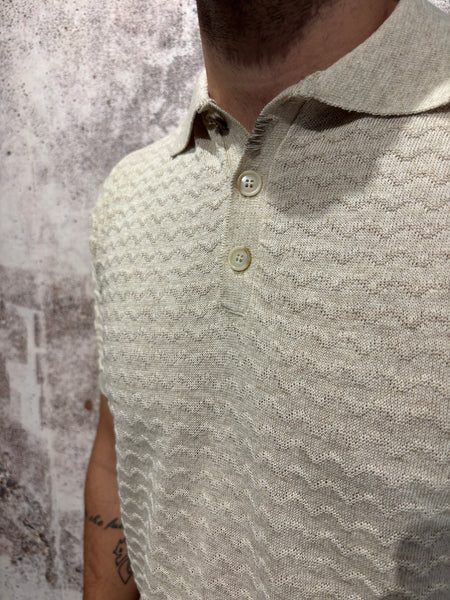 Polo in maglia lavorata beige