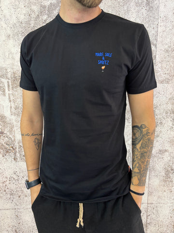 T-Shirt nera Mare Sole e Spritz